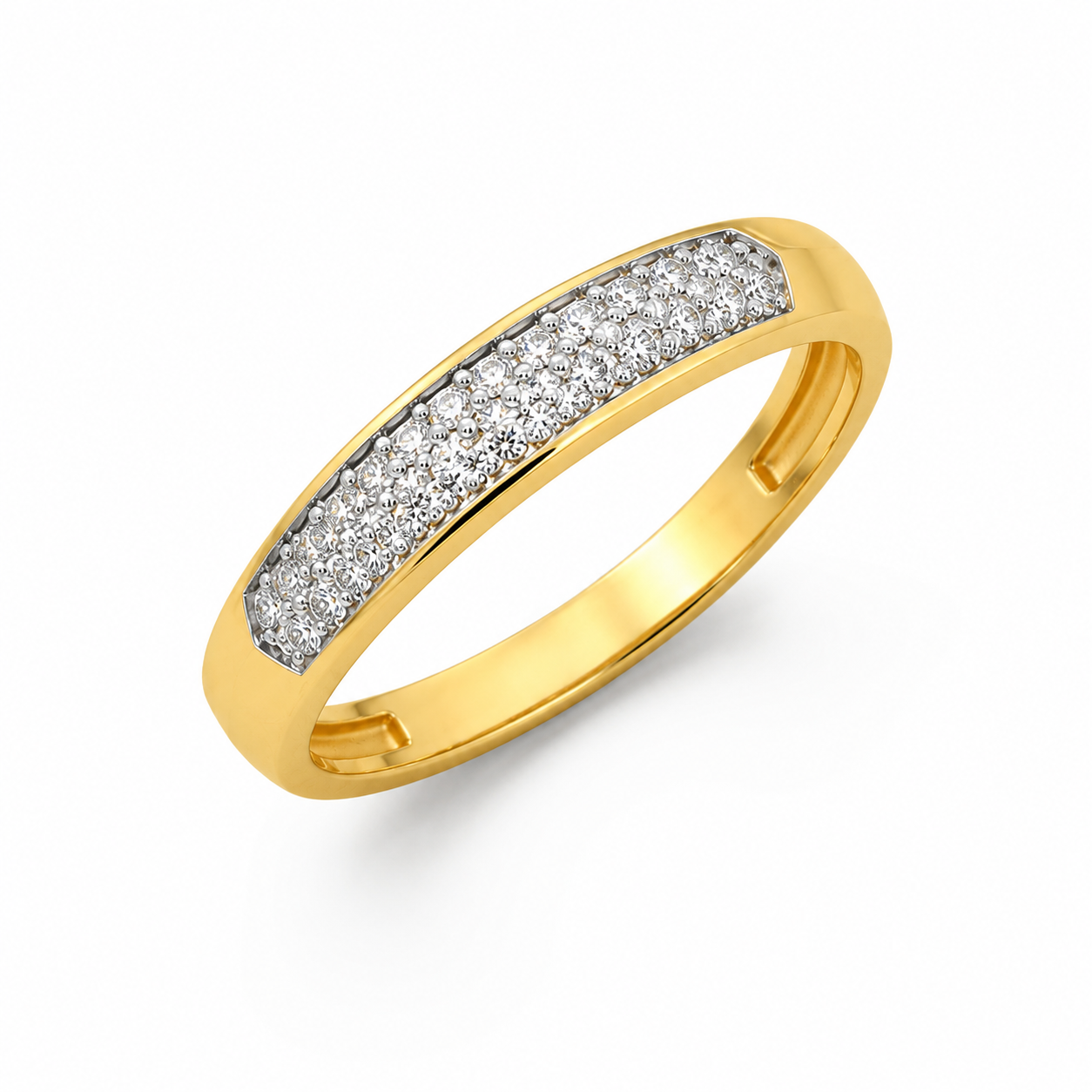 18K Gold Pave Diamond Band, Flush Set Wedding Ring for Her, Dainty Diamond Stacking Band, Classic Eternity Ring, Anniversary Gift for Wife