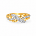 Gold Infinity Ring, Diamond Twist Wedding Band, Interwoven Eternity Ring, Unique Promise Ring for Her, 14K Gold Ribbon Ring, Anniversary Gift