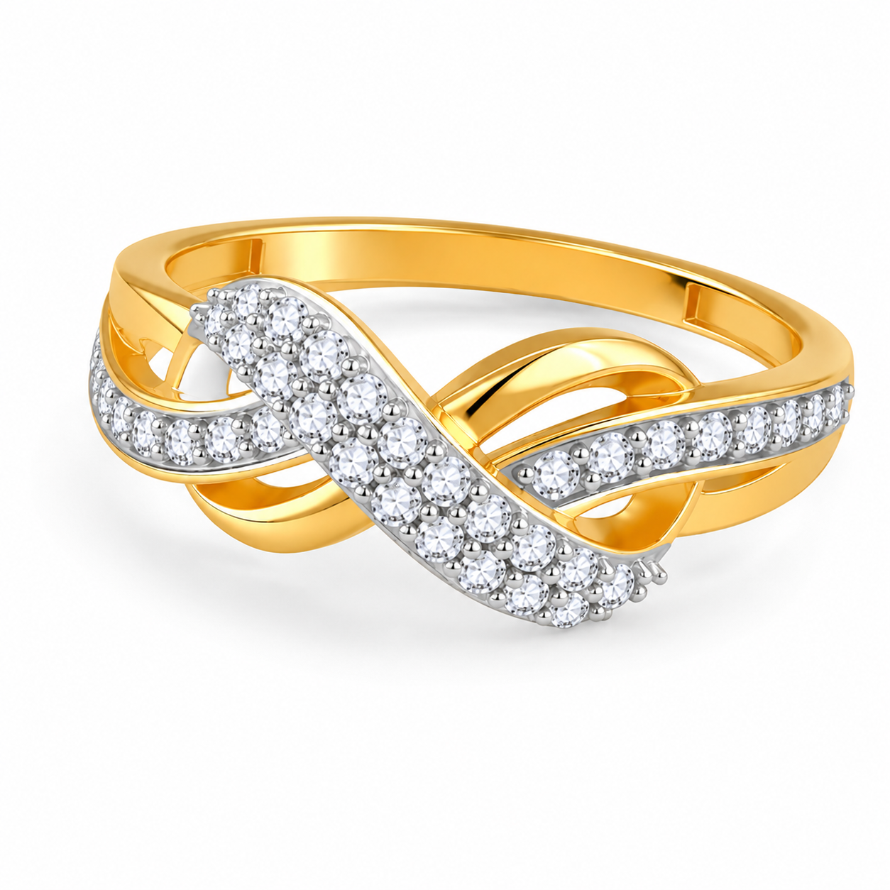 Gold Infinity Ring, Diamond Twist Wedding Band, Interwoven Eternity Ring, Unique Promise Ring for Her, 14K Gold Ribbon Ring, Anniversary Gift