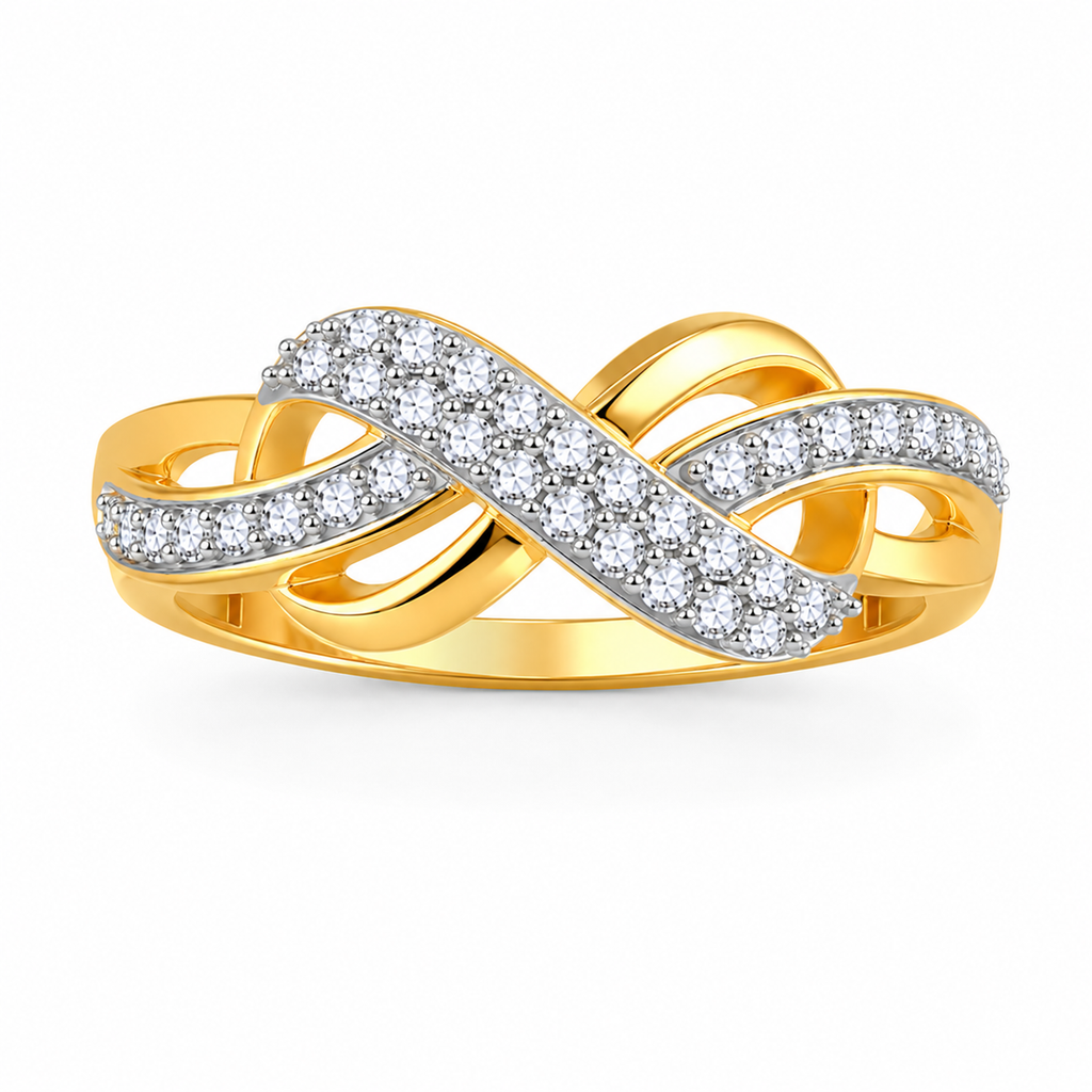 Gold Infinity Ring, Diamond Twist Wedding Band, Interwoven Eternity Ring, Unique Promise Ring for Her, 14K Gold Ribbon Ring, Anniversary Gift