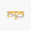 Diamond Wave Ring in 14K Gold, Layered Gold Band Ring, Dainty Infinity Knot Ring, Minimalist Diamond Statement Ring, Unique Anniversary Gift