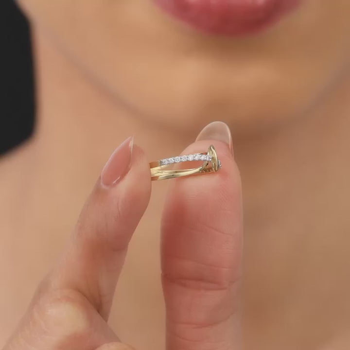 Diamond Wave Ring in 14K Gold, Layered Gold Band Ring, Dainty Infinity Knot Ring, Minimalist Diamond Statement Ring, Unique Anniversary Gift